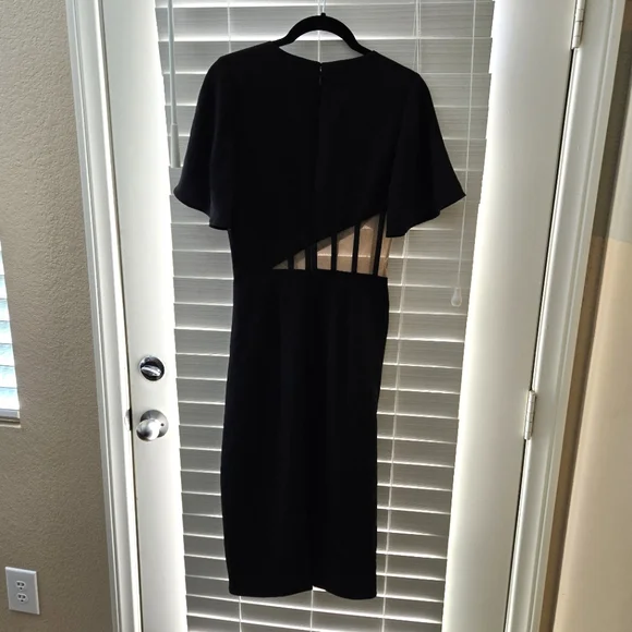 Dress the Population Tenley Black Dress With Boning Mesh Cutouts Cocktail Small - Picture 8 of 9